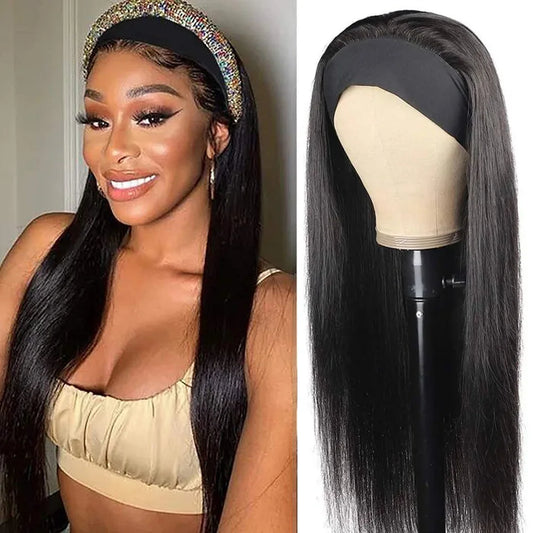 Headband Wig Human Hair Bone Straight Human Hair Wigs
