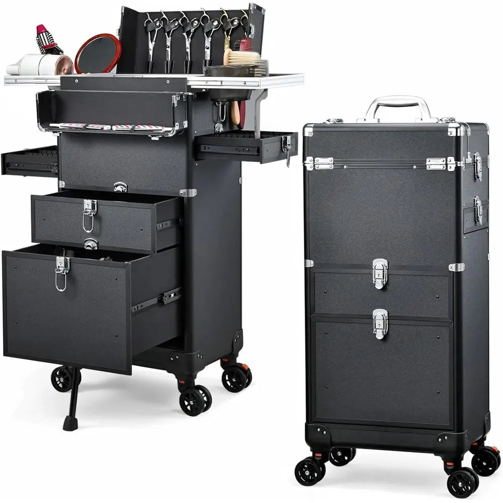 Portable Stylist Cart with 4 Drawers, Rolling Salon Station for Hair & Makeup Services