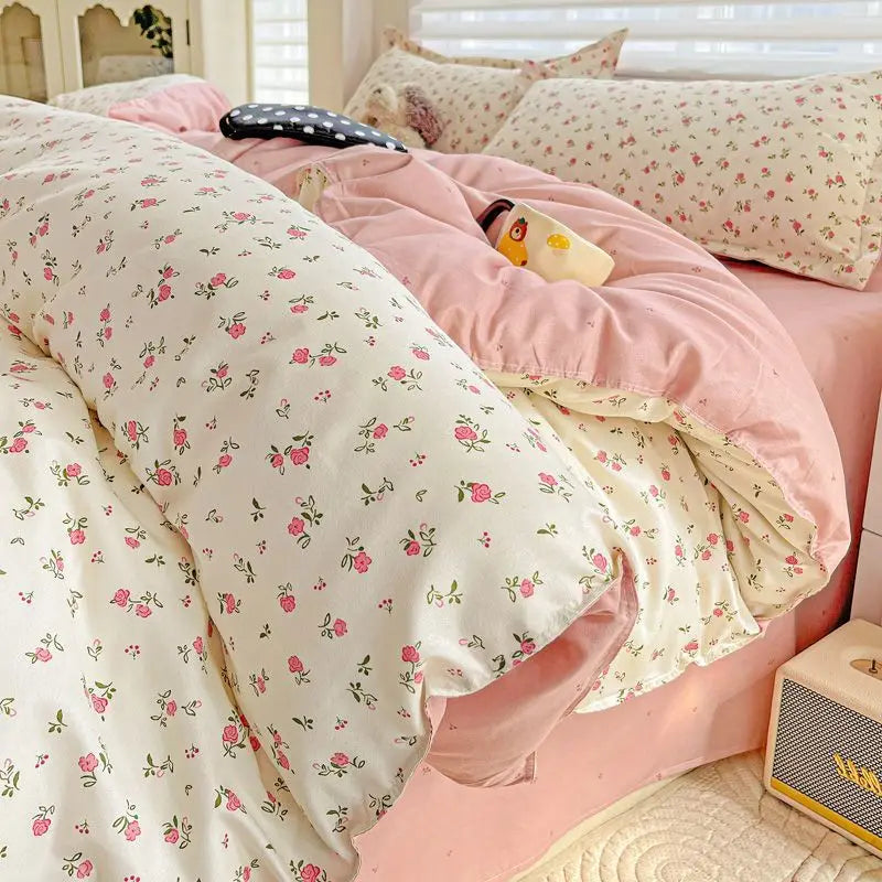 Bedding Set Cover Pillowcase Flat Sheet Single Twin Queen Size Bed Linens