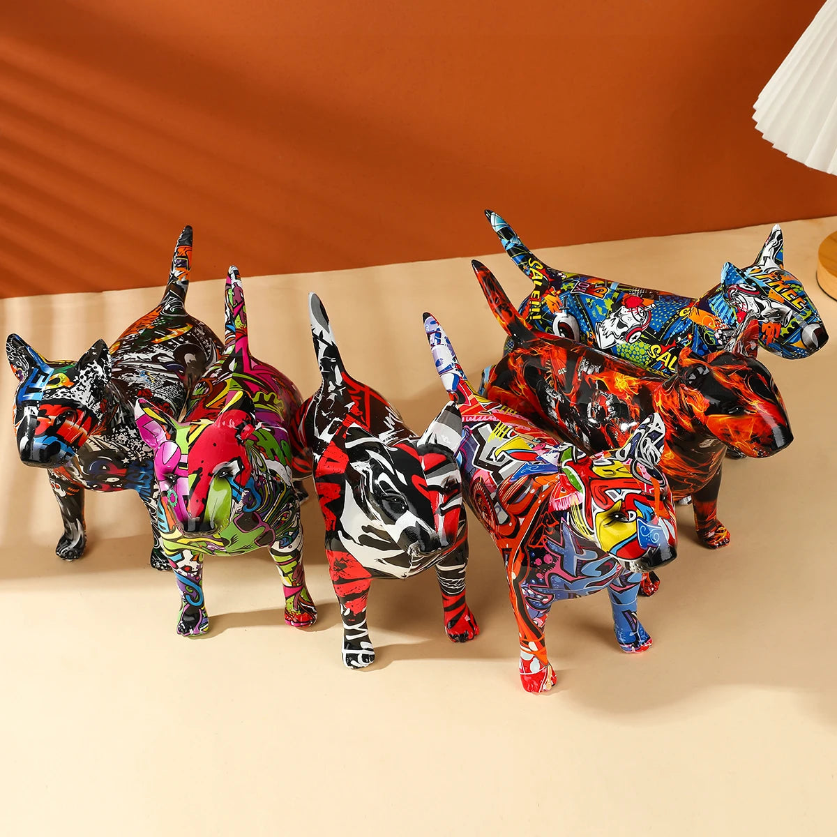 Colorful Bull Terrier Small Resin Pet Dog