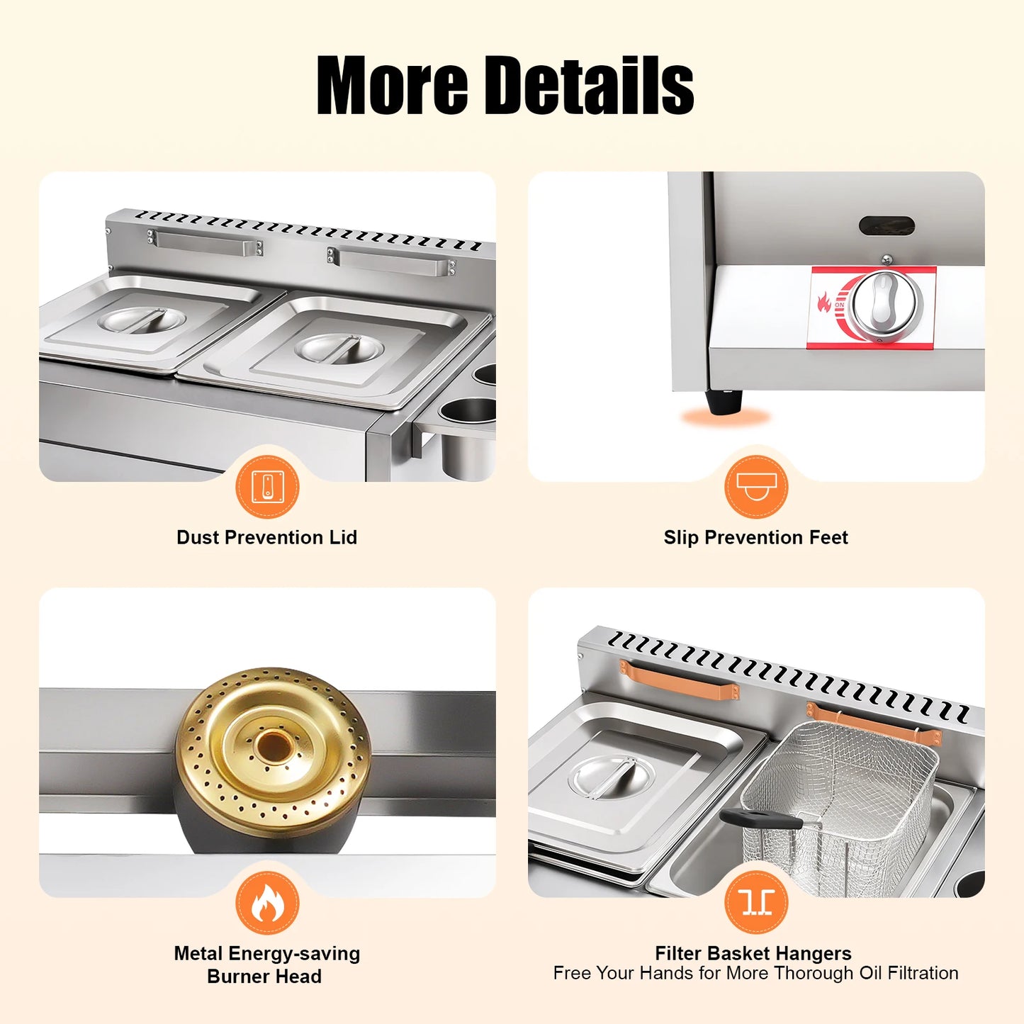 Dual Tank Commercial Gas Deep Fryer 6L Stainless Steel