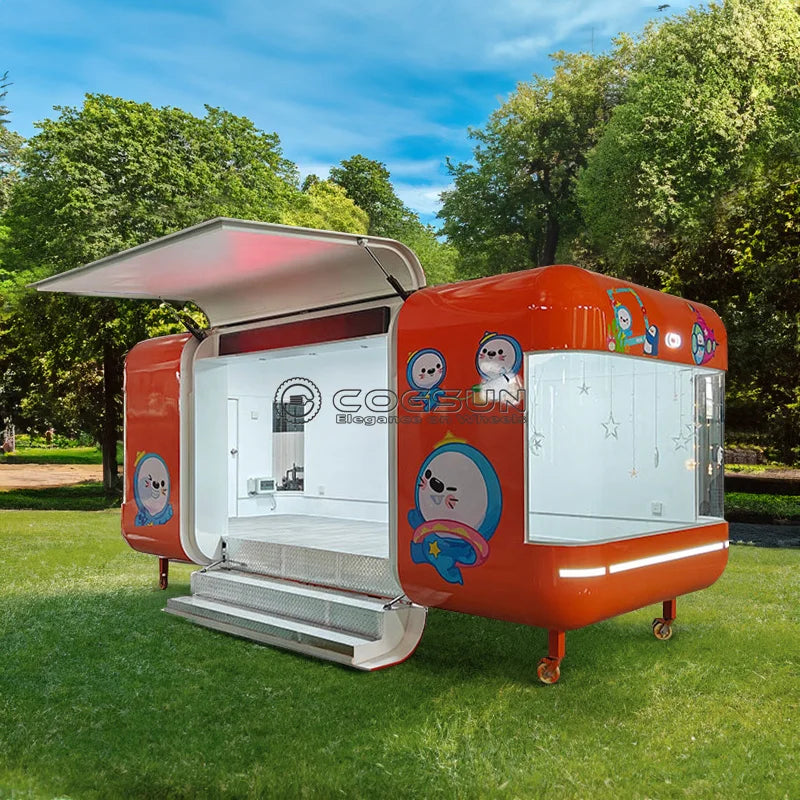 Street Mobile Food Trailer Pizza Van Ice Cream Bubble Tea Coffee Catering Cart Hot Dog Snack Vending Food Truck for Sale
