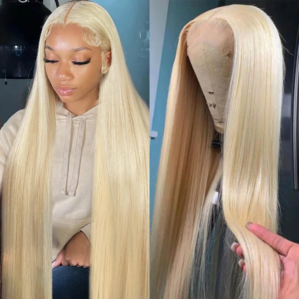 Blonde  Lace Front Wig 100% Human Hair  Density Straight  Frontal Wigs
