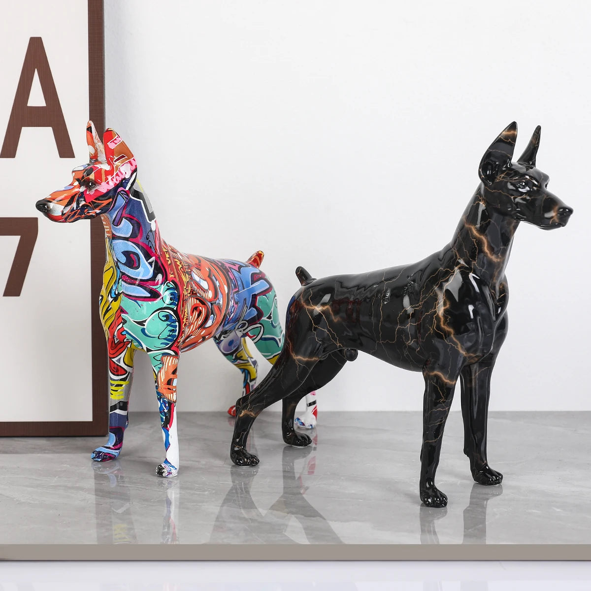 Color Doberman Dog Statue Decorations