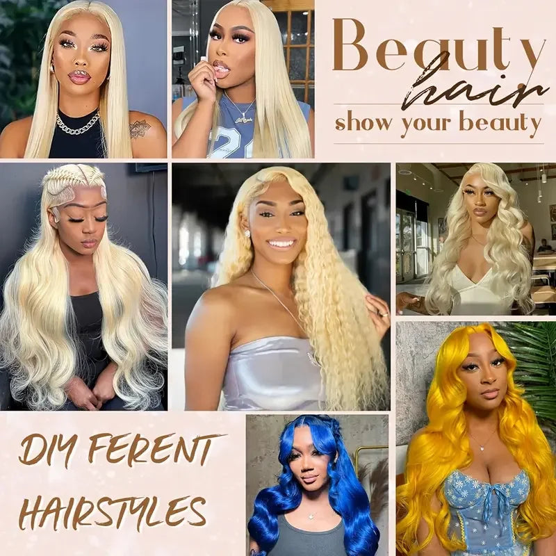 Straight 613 Blonde Color1/3/4 Brazilin an Hair Bundles Sight Weave Remy Human Hair Wig