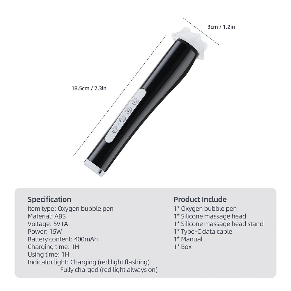 CO2 Oxygen Bubble Pen 5 Gear Vibration Oxygen Bubble Beauty Tool