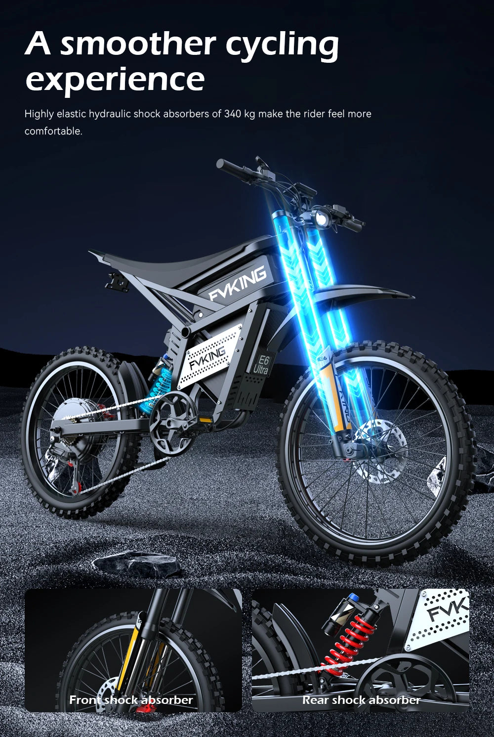 Electric Bike 6000W Peak Electric Dirt Bike 60V30AH Battery