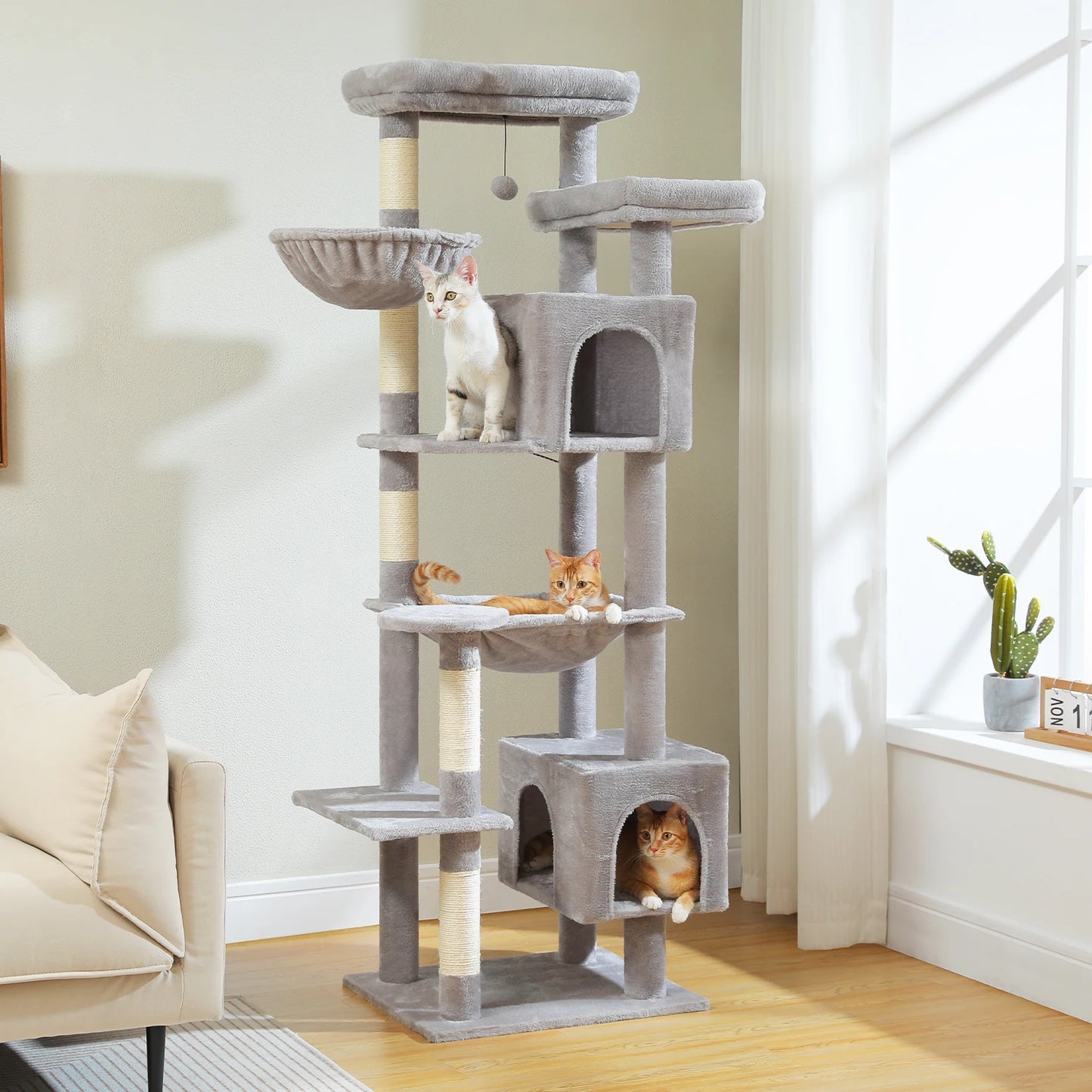 Large Cat Tree Tall Cat Tower for Indoor Cats Multi-Level Plush Cat Condo