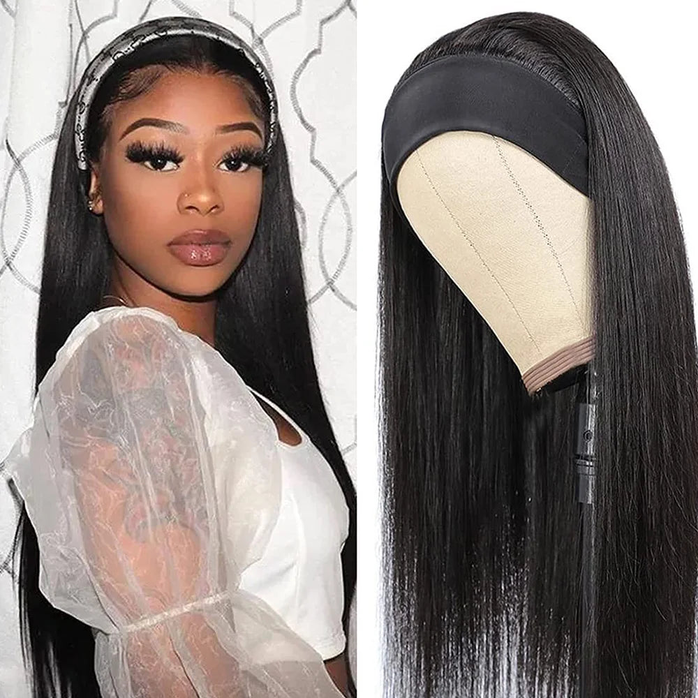 Headband Wig Human Hair Bone Straight Human Hair Wigs