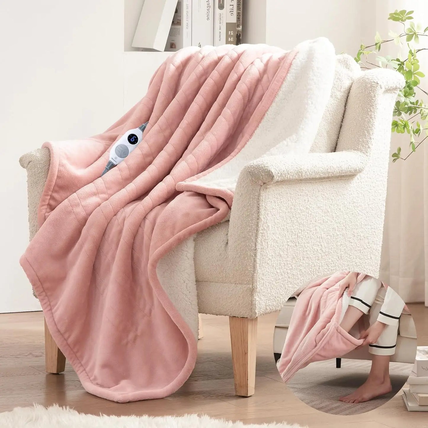 Electric Blanket with Foot Pocket for Adults Ultra Soft Flannel