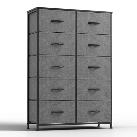 Bedside Table For Bedroom With 10 Fabric Drawers Nightstand Storage