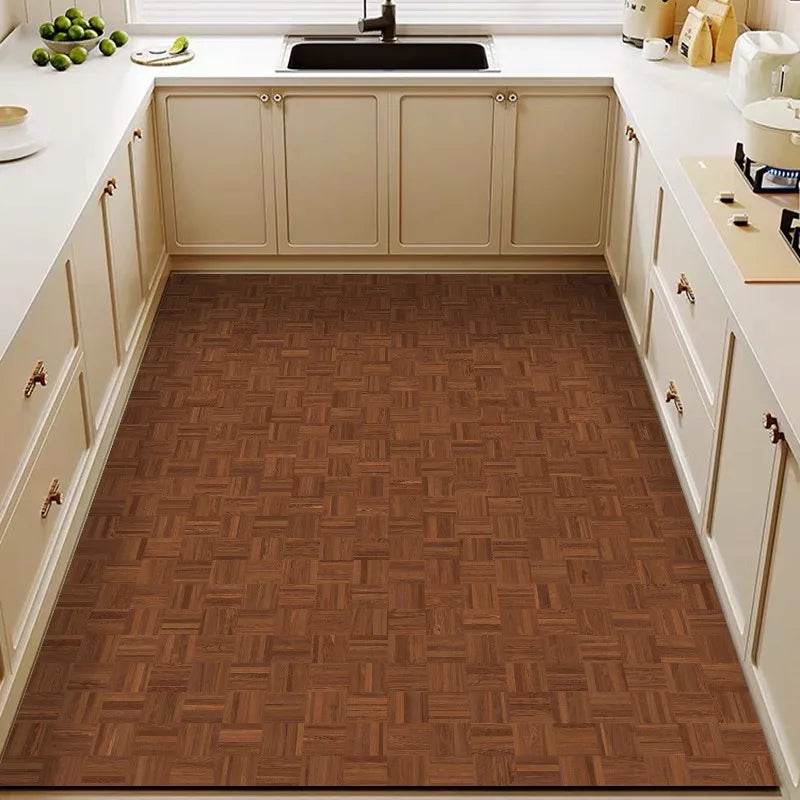 Kitchen Floor Mat Imitation Wood Grain Pvc Leather Waterproof Carpet