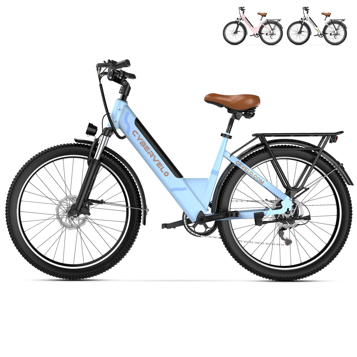 26" Step-Thru Electric Bike for Adult,1000w Peak Motor 80Miles Range,