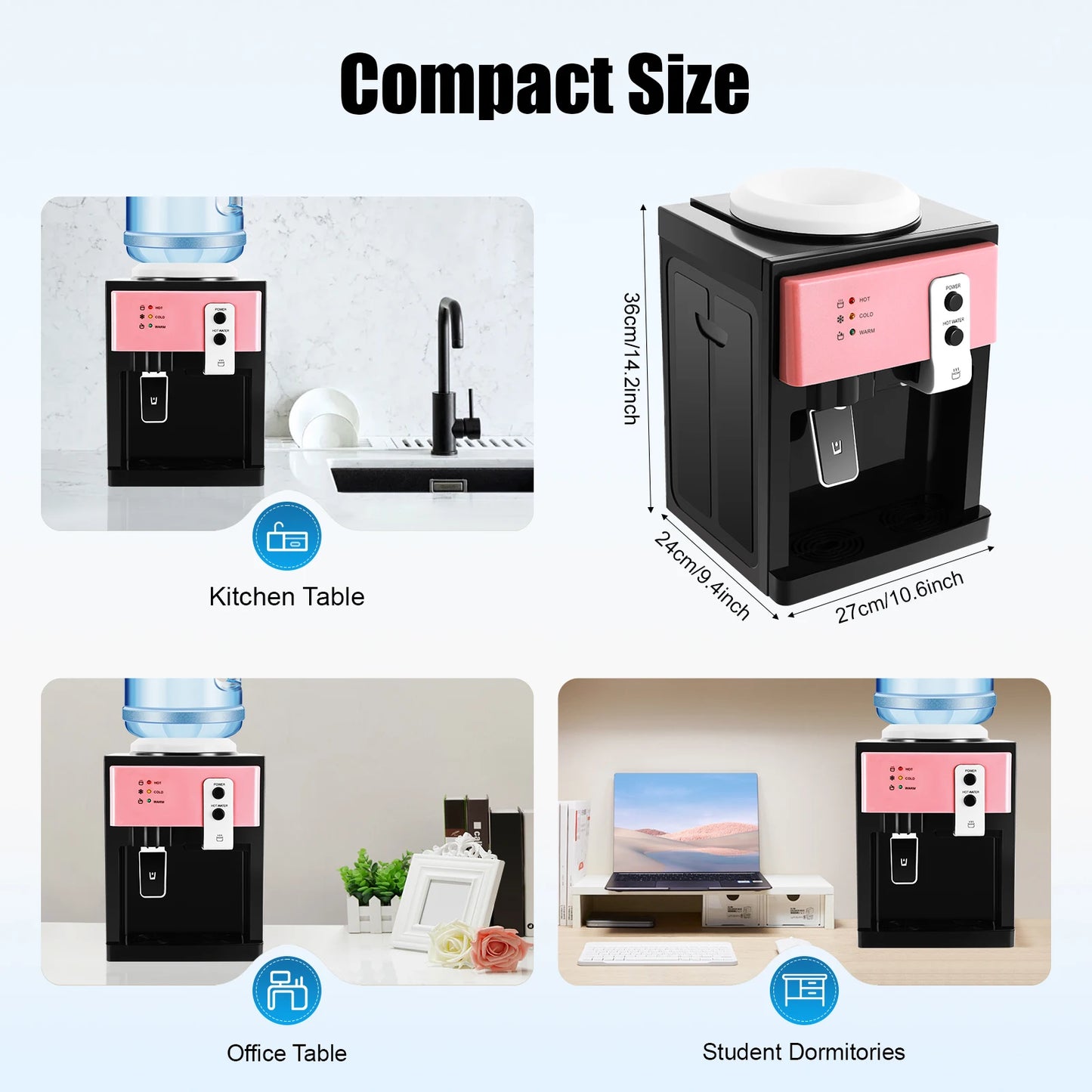 Electric Hot and Cold Water Cooler Dispenser  Desktop Top Loading