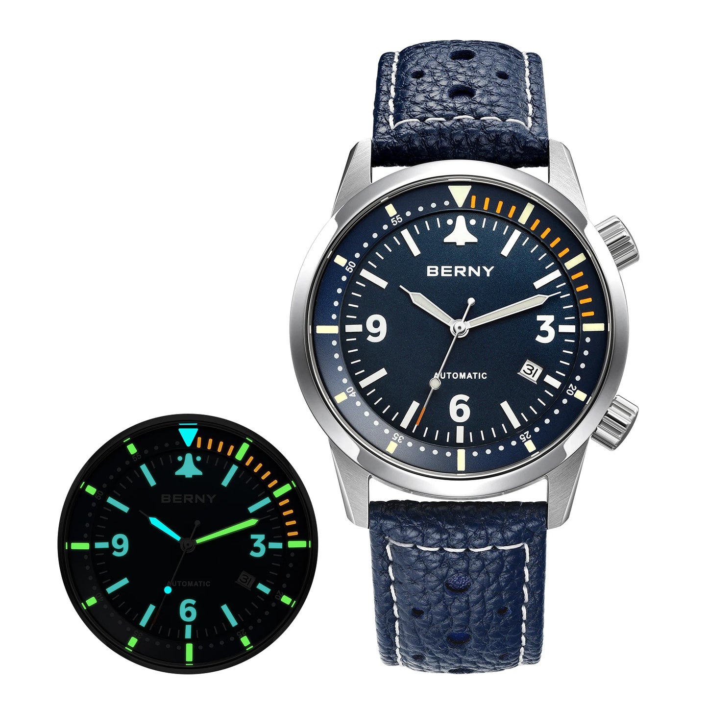 BERNY 20ATM Automatic Men's Diving Watches Top Luminous Sapphire AR Coated Diver Watches