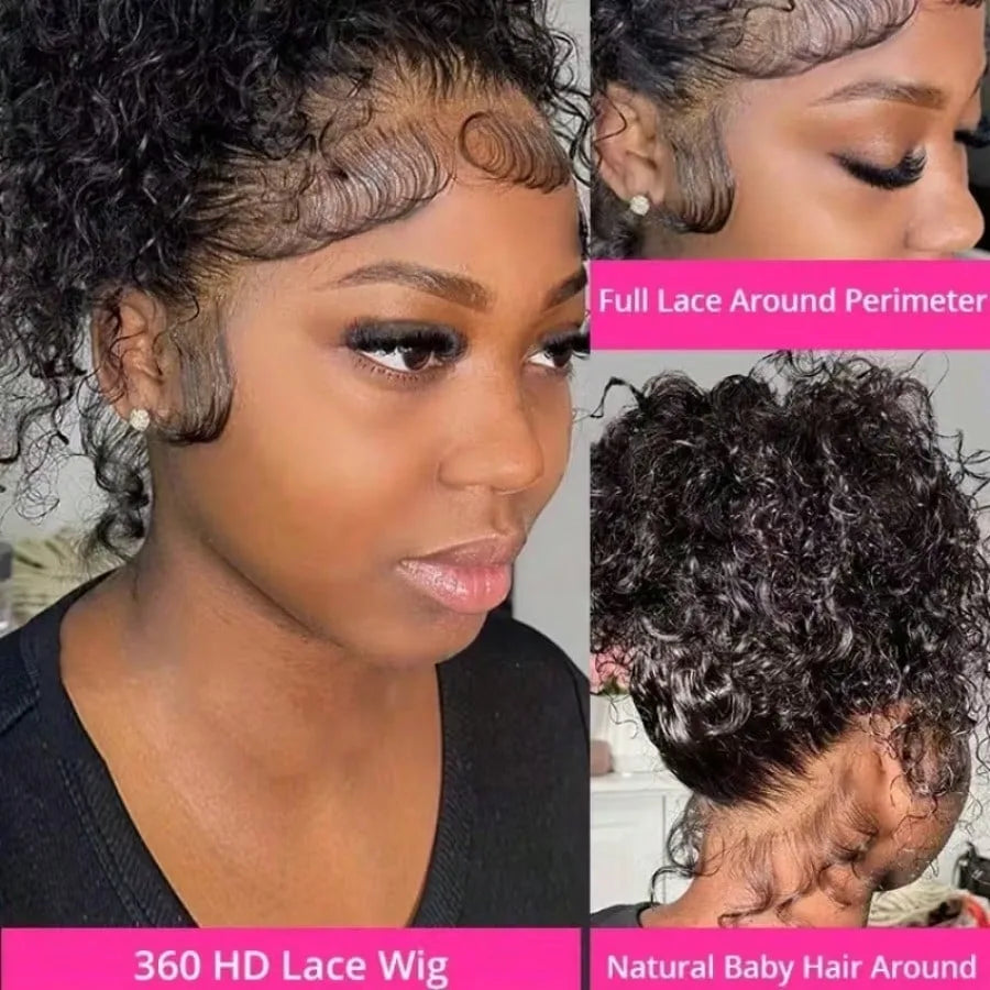 360 HD Full Lace Curly Wigs Human Hair Pre plucked 13x6 13x4 Lace Frontal Wig