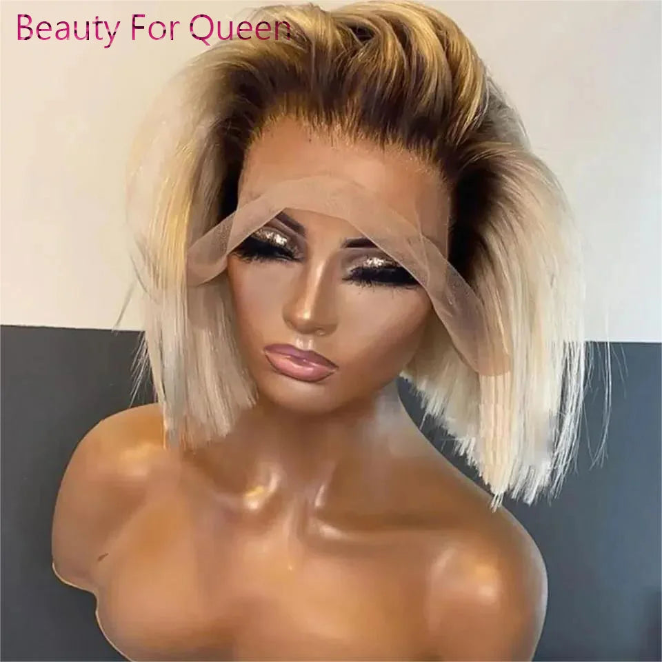 Blonde Short Bob Wig Lace Front Human Hair Wigs