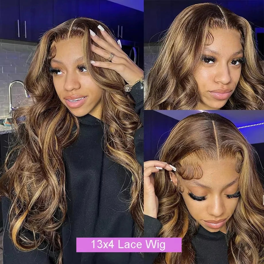 Colored Highlight Human Hair Wigs