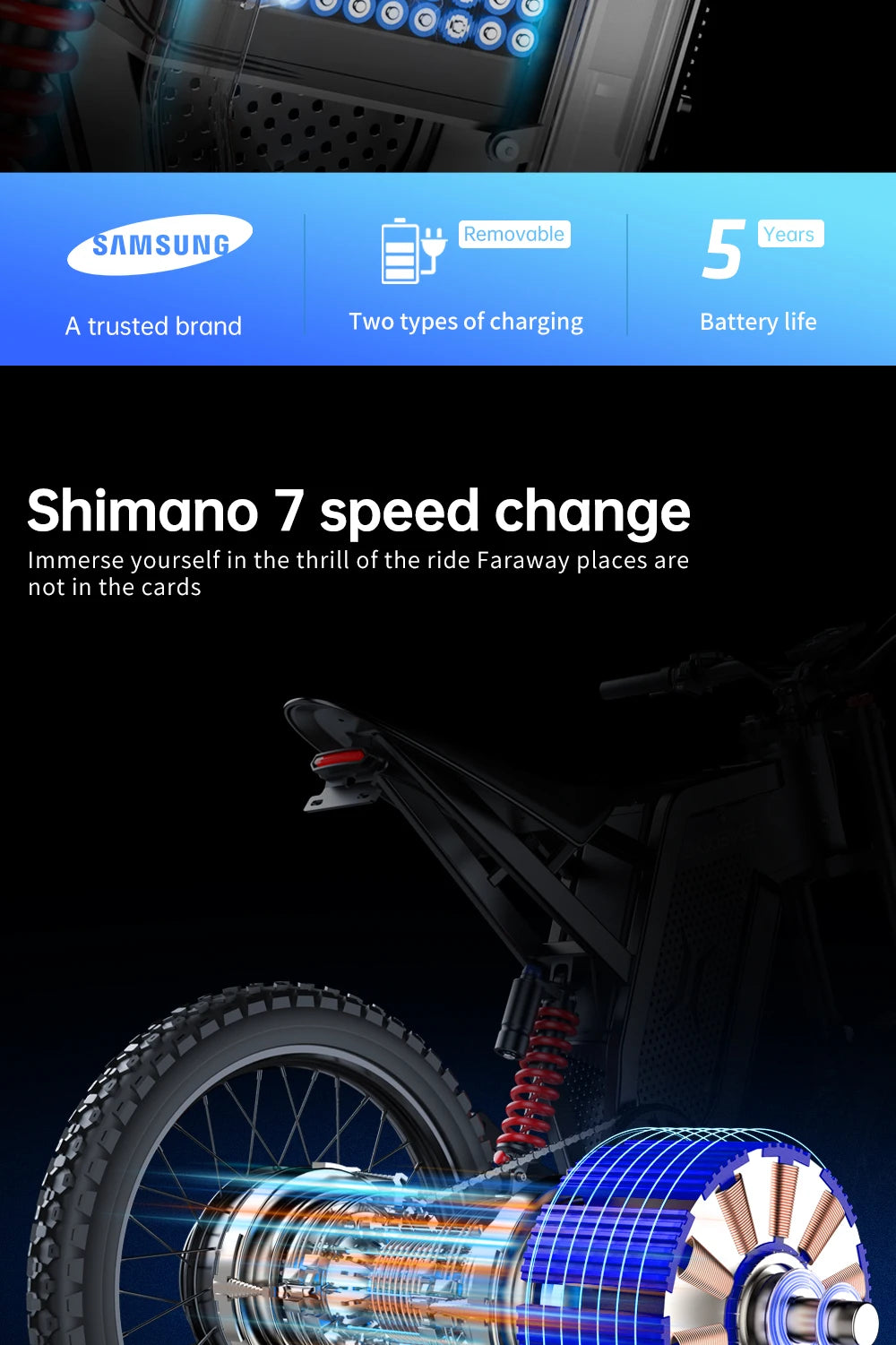 Electric Motorcycles 3000W Brushless Gearless Motors Speed 85Kmh Adult