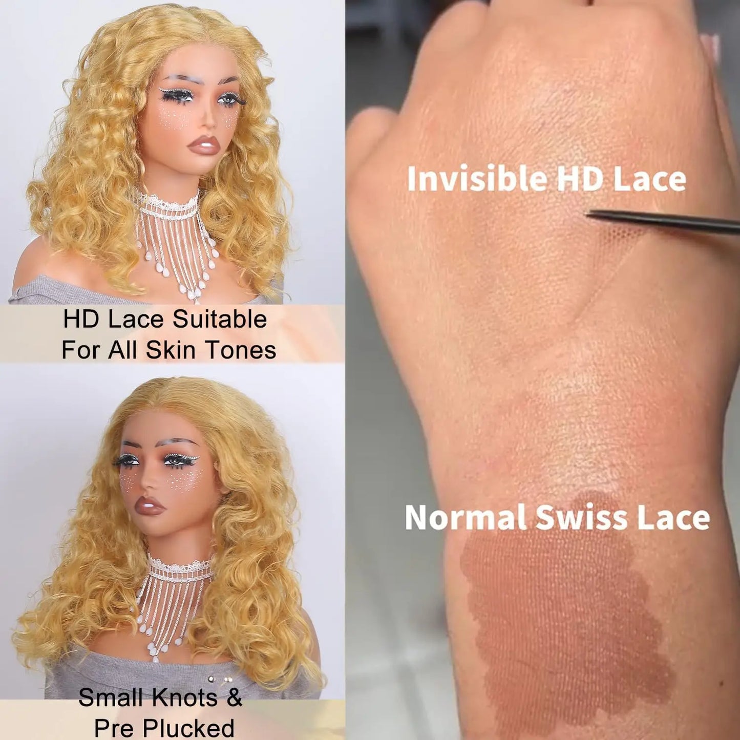 Blonde Wig Human Hair 13X6 Lace Front Wig Curly Colored