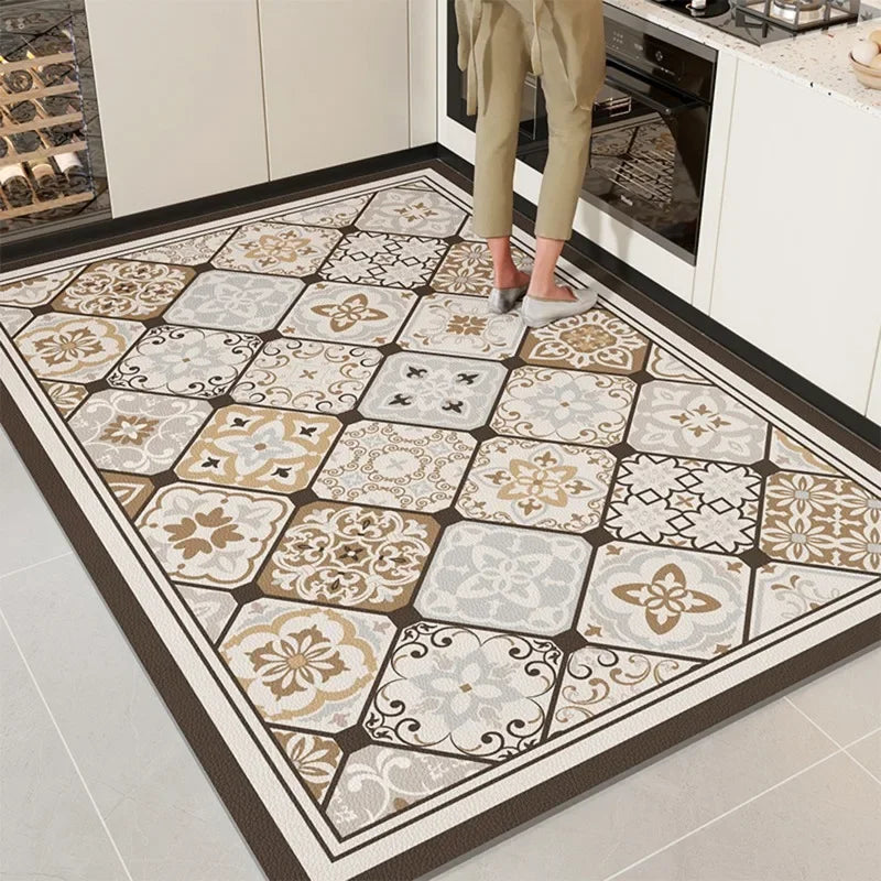 Kitchen Mat Pvc Waterproof Oil-proof Carpet Leather Large Rug