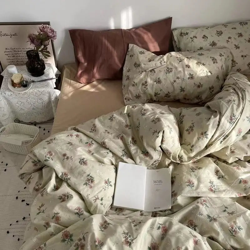 Bedding Set Cover Pillowcase Flat Sheet Single Twin Queen Size Bed Linens
