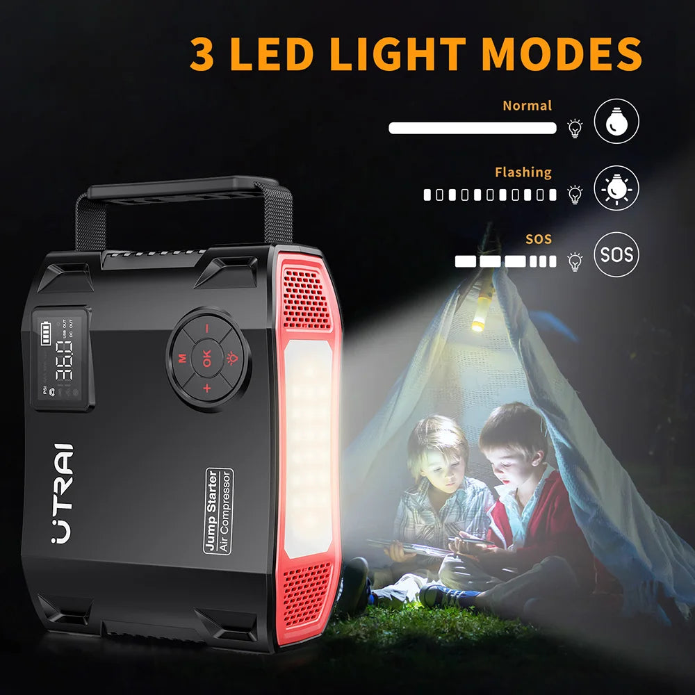 4 In 1 2000A Jump Starter Power Bank 16000mAh 150PSI Air Compressor