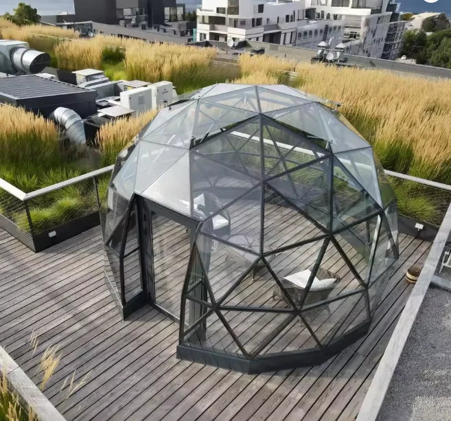 High Quality Modern Prefab Dome Summer House Greenhouse with Aluminum Metal Frame Low Cost Agriculture Structure Green House