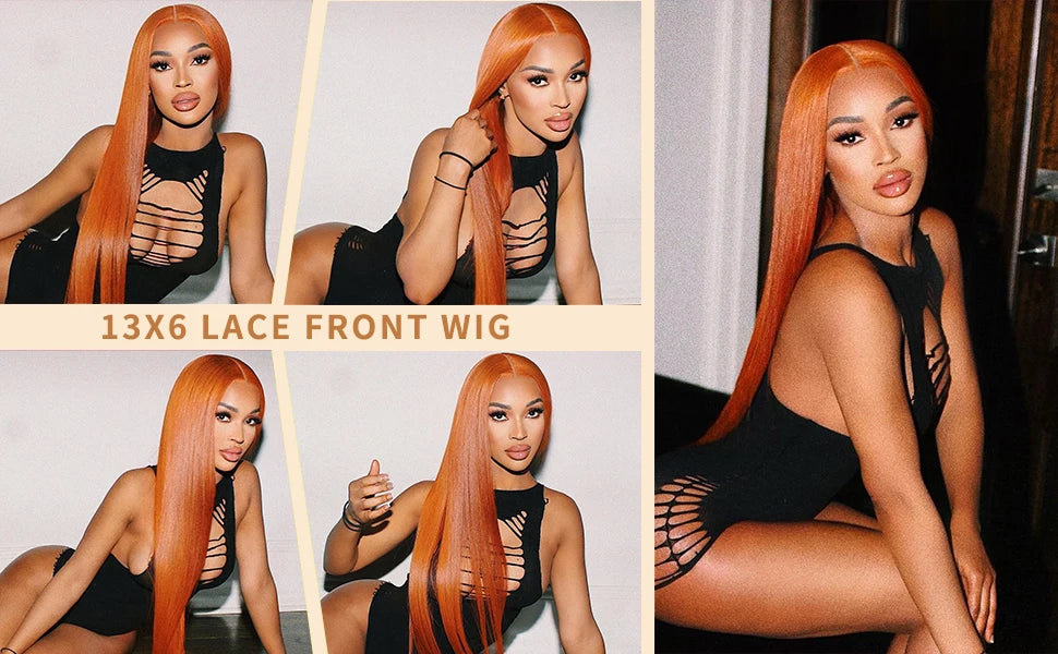 Ginger Wig Human Hair 30 Inch 200 Density 13x6 HD Lace Front