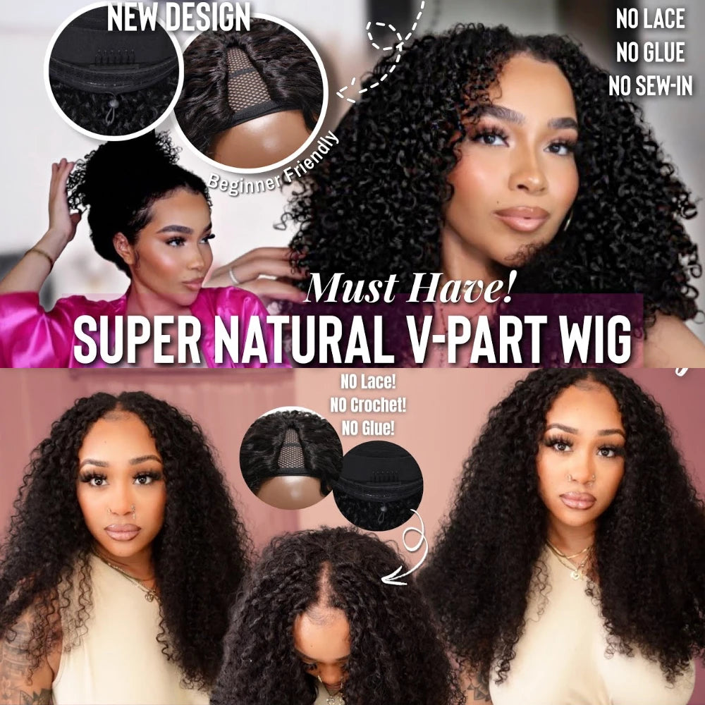 Wave Brazilian Human Hair  V Part Wig 100% Human Hair Seamless