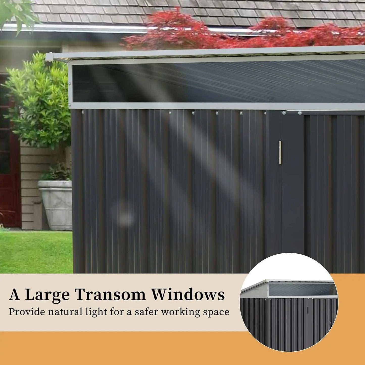 5x3x6 FT Outdoor Metal Storage Shed with Window Lockable Door, Waterproof for Garden Tools