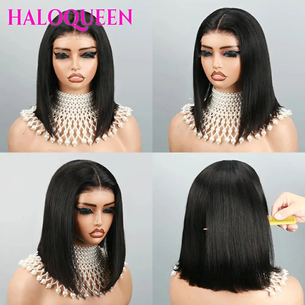 4x6 Glue less Bob Wig Human Hair Lace Short Straight  Closure