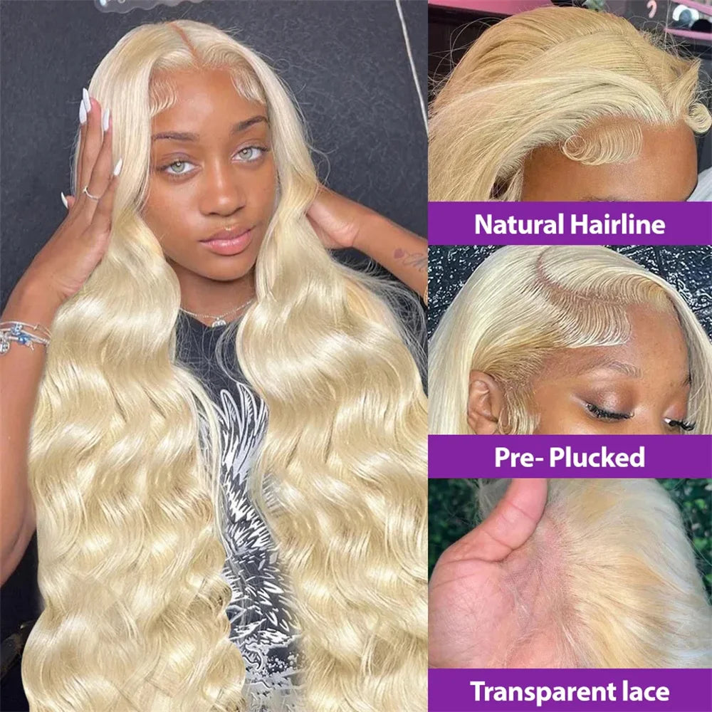 30 Inch Blonde Body Wave Lace Front Human Hair Wig