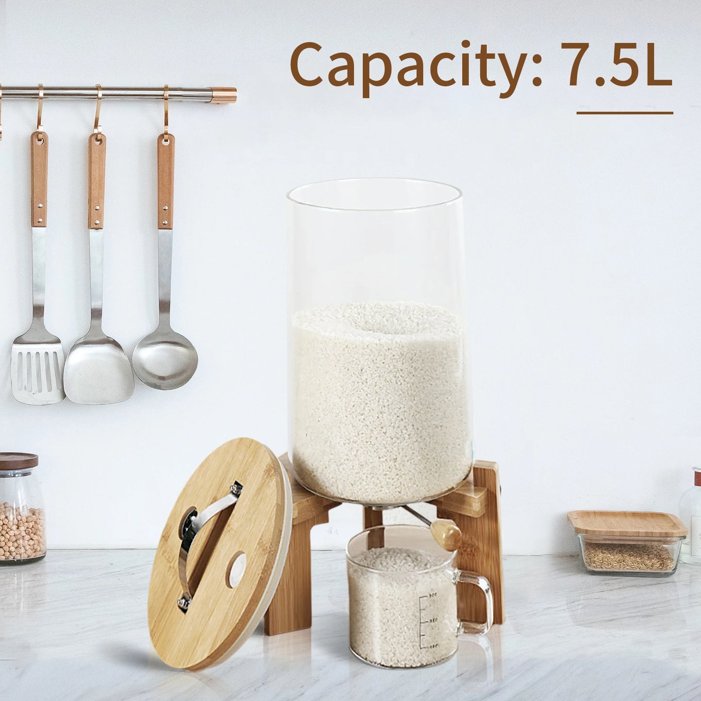 Flour And Cereal  Rice Dispenser Creative Glass Food Storge