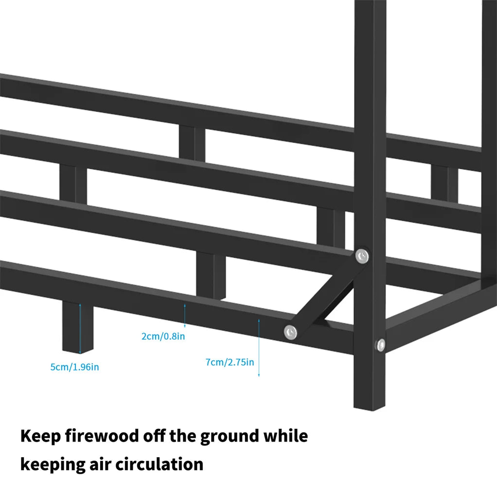 70" Outdoor Metal Log Stack Holder Store Wood Firewood Rack Garden