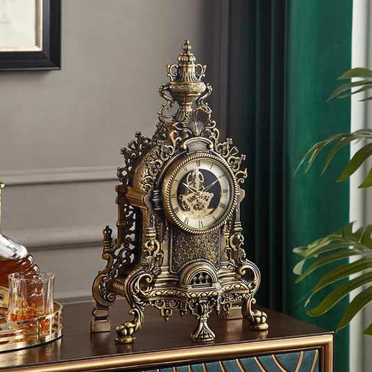 Large Creative Retro Table clock silent gear anti Luxury ques vintage  clock decorative
