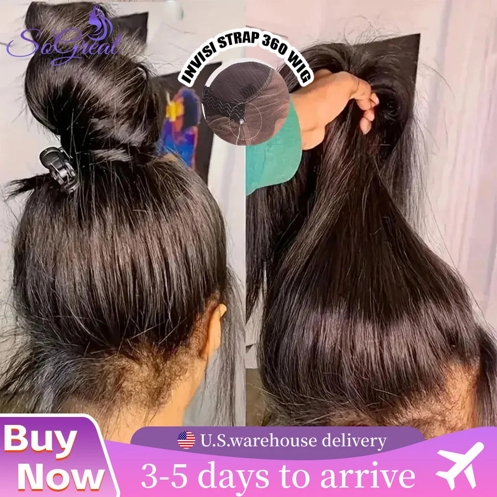 Bone Straight Human Hair Wigs Natural Black Wig 360 Straight Lace Front Wigs Brazilian