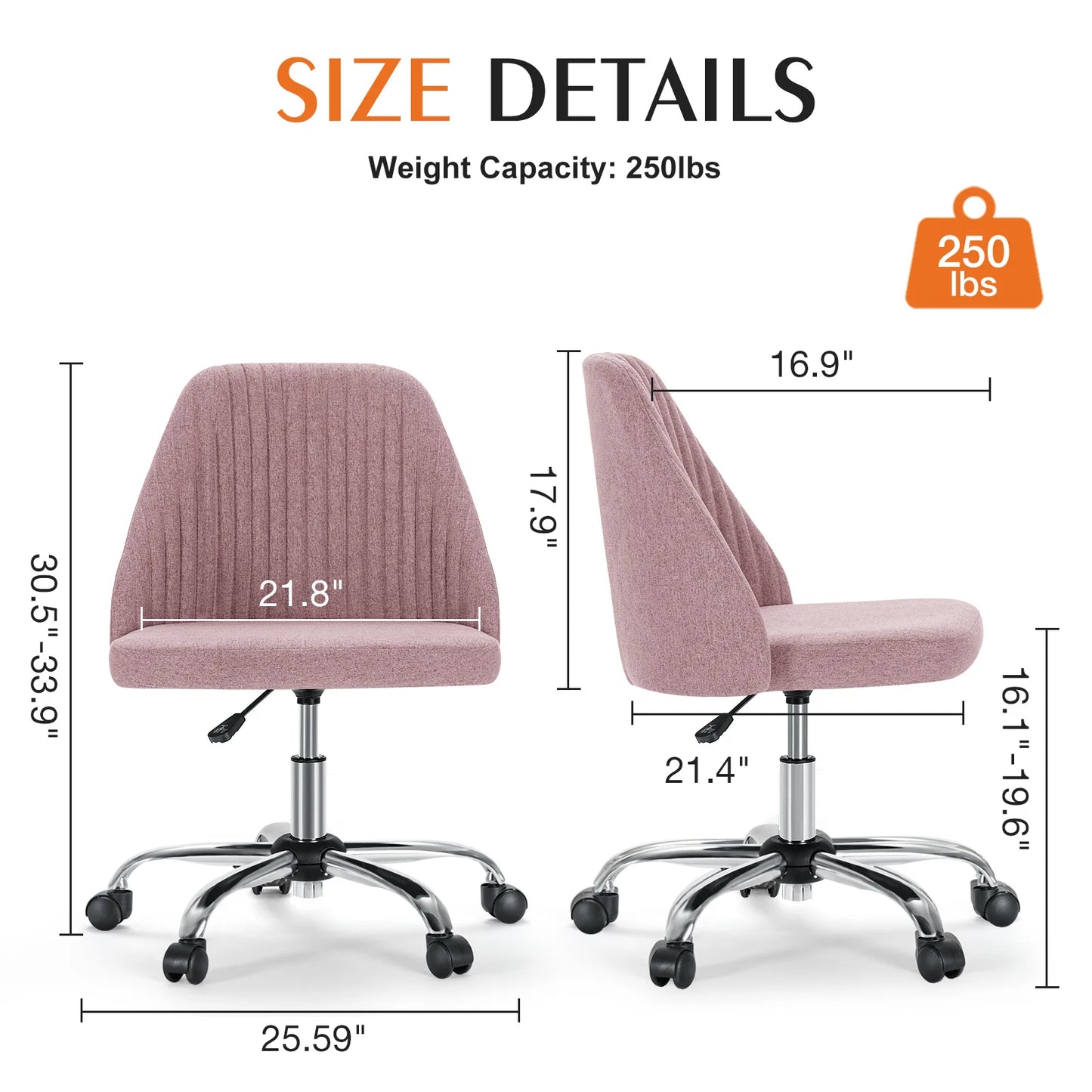 Armless Small Desk Office Chair Cute Swivel Chair