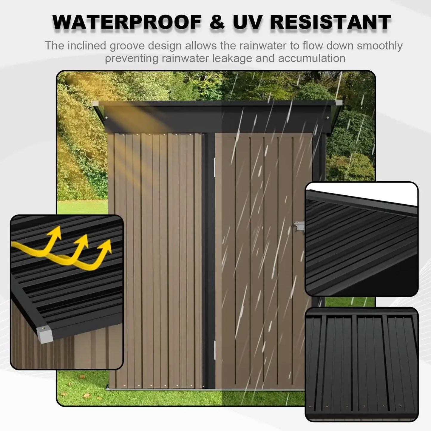 Garden Furniture  Metal Outdoor Storage Shed 5 x 3 FT Metal Shed with Lockable Door