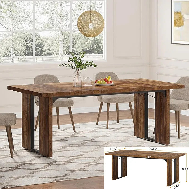 63-inch Dining Table for 4-6, Farmhouse Kitchen Table with Large Tabletop,