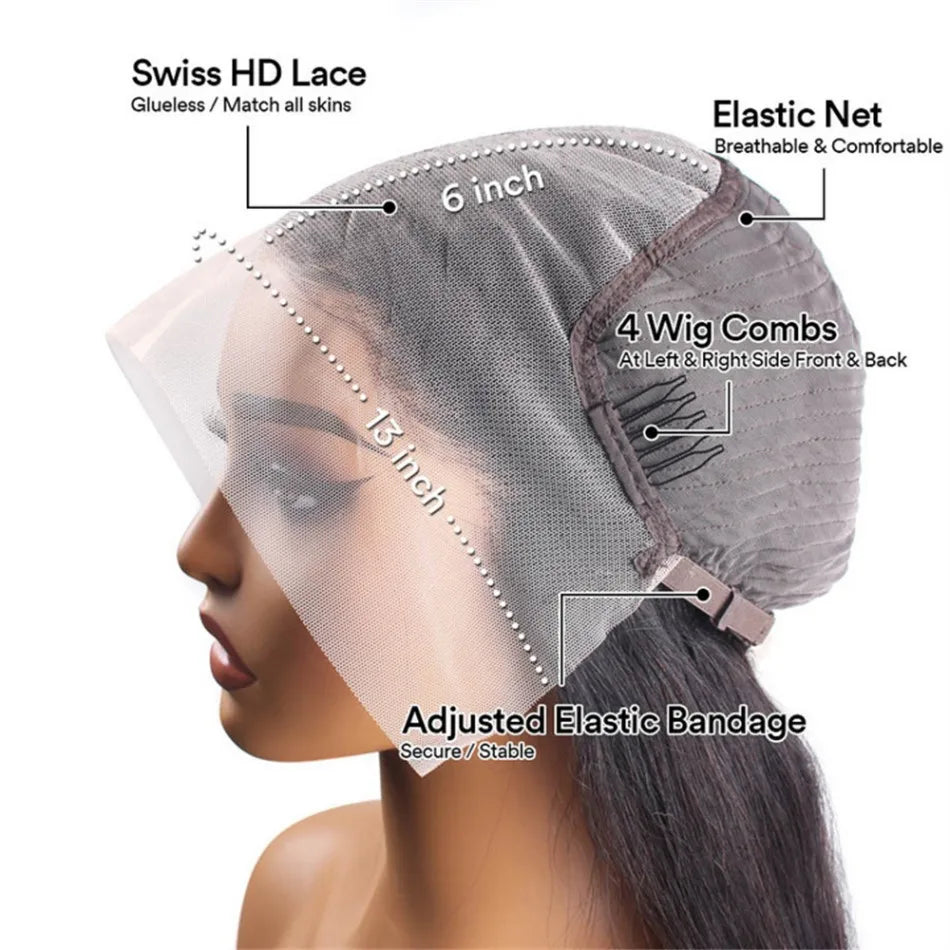 250 Density 13X6 Hd Lace Frontal Wig Deep Wave Human Hair Wigs 100%