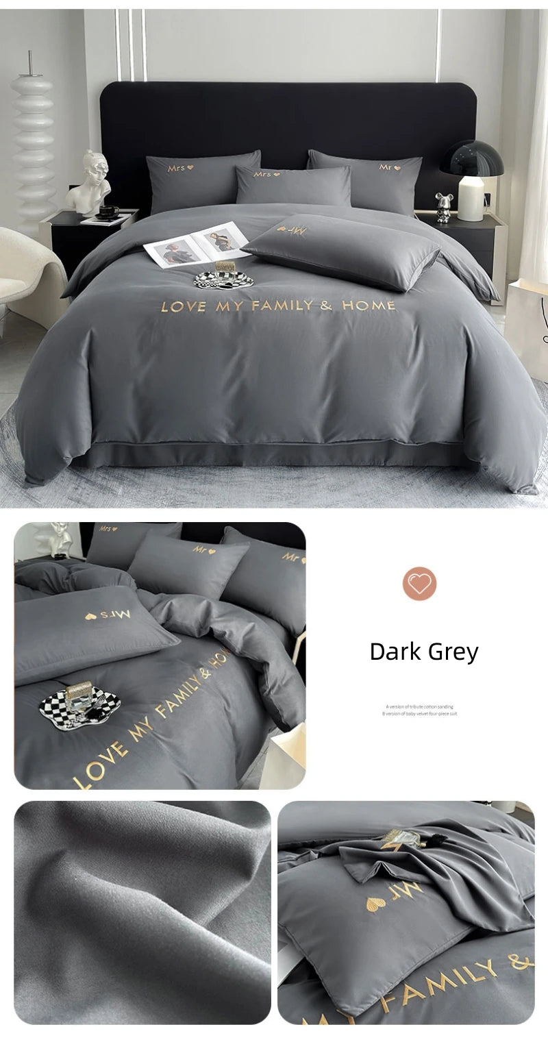 Nordic Luxury Egyptian Cotton Bedding Set King Queen Double Twin Size