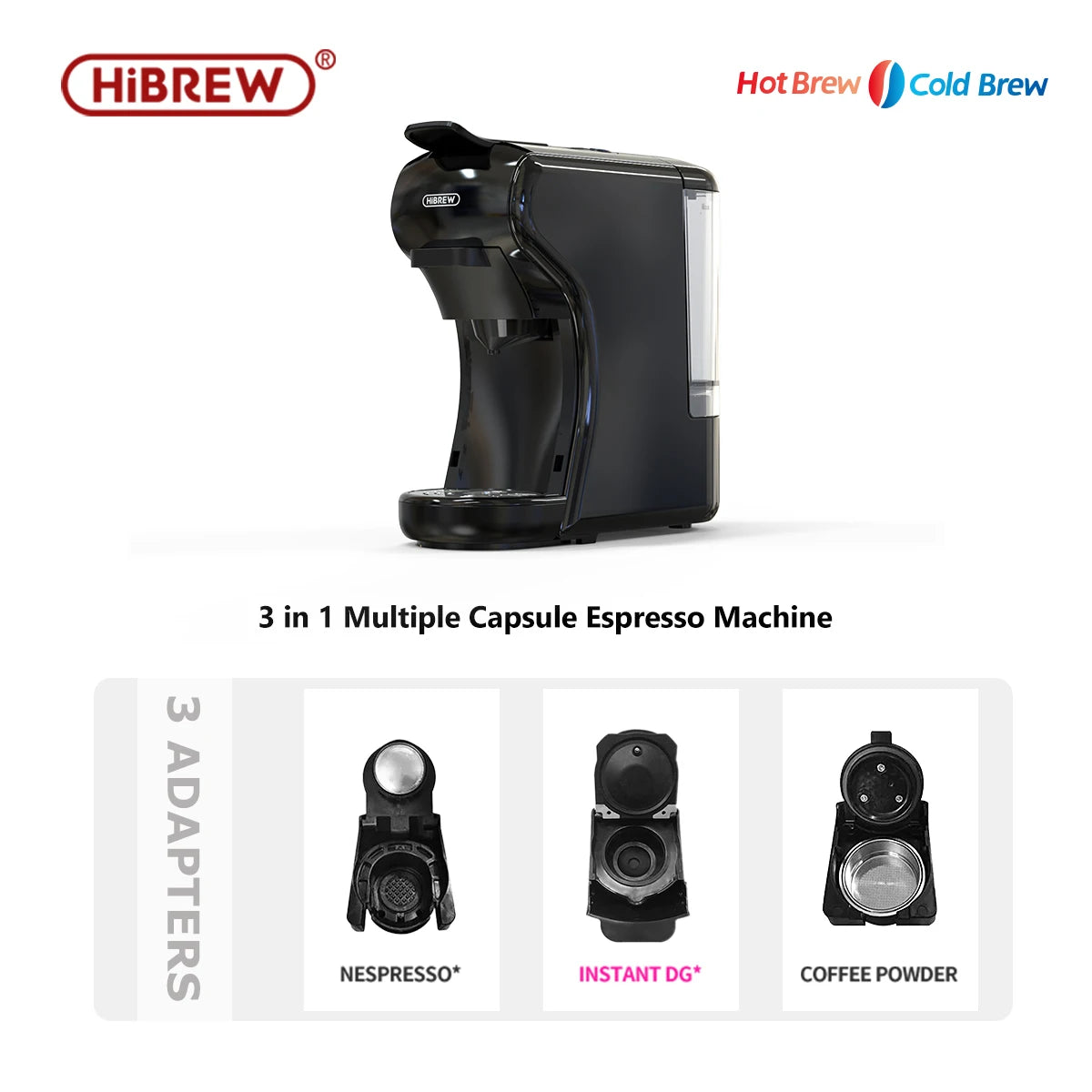 Coffee Machine 19 Bar 4in1 Hot & Cold Multiple Capsule Espresso