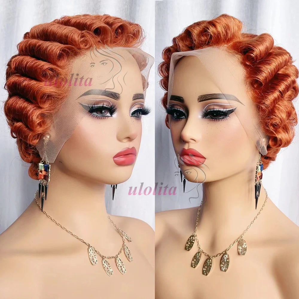 613 Blonde Pixie Cut Short Bob Loose Wave 100% Human Hair Wig Chocolate Brown