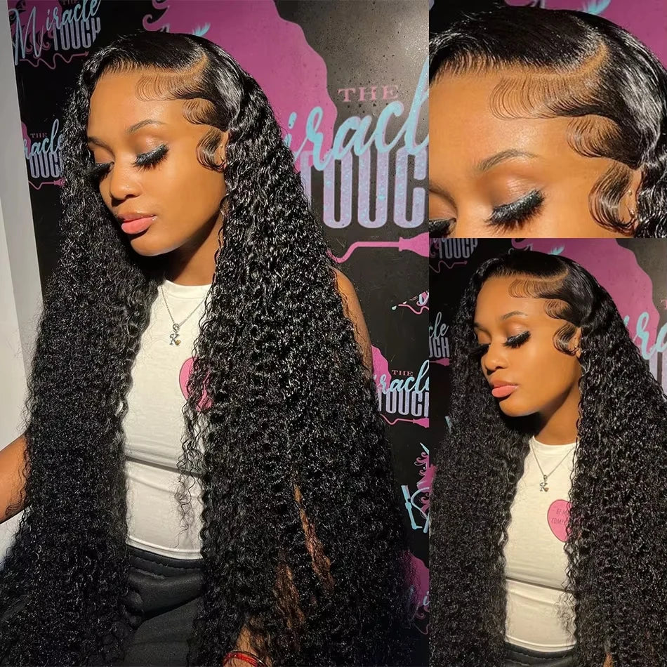 Water Wave Head Transparent Lace Front Wigs Deep Wave