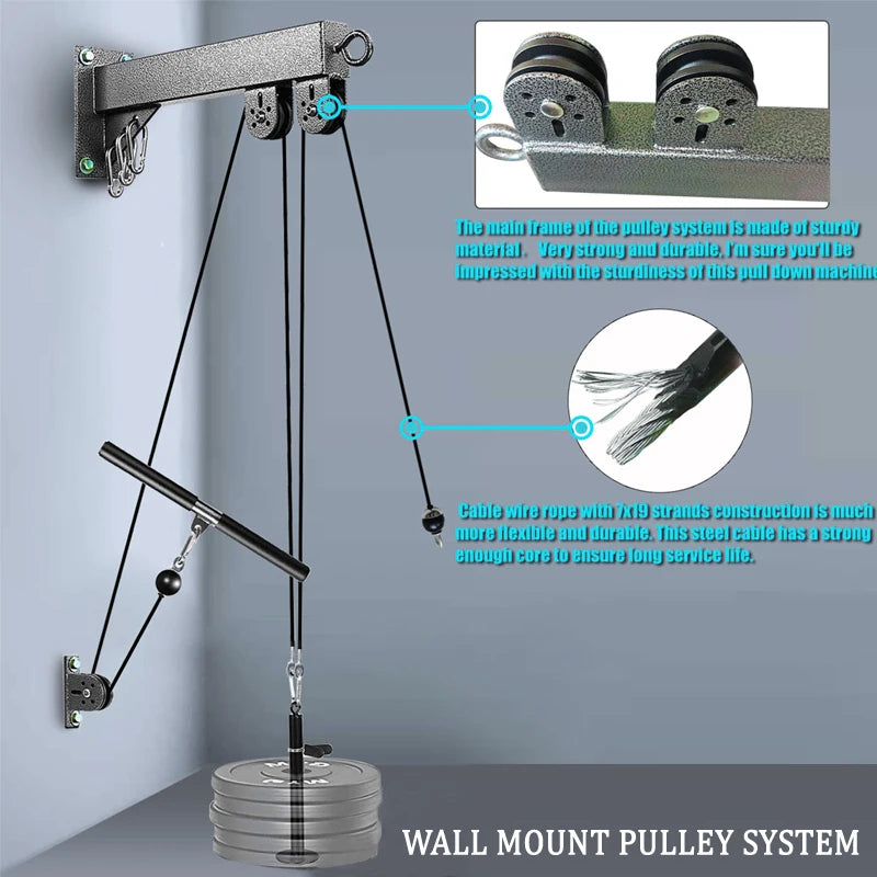 Wall-Mounted Gym Pulley System - Multi-Functional Cable Machine