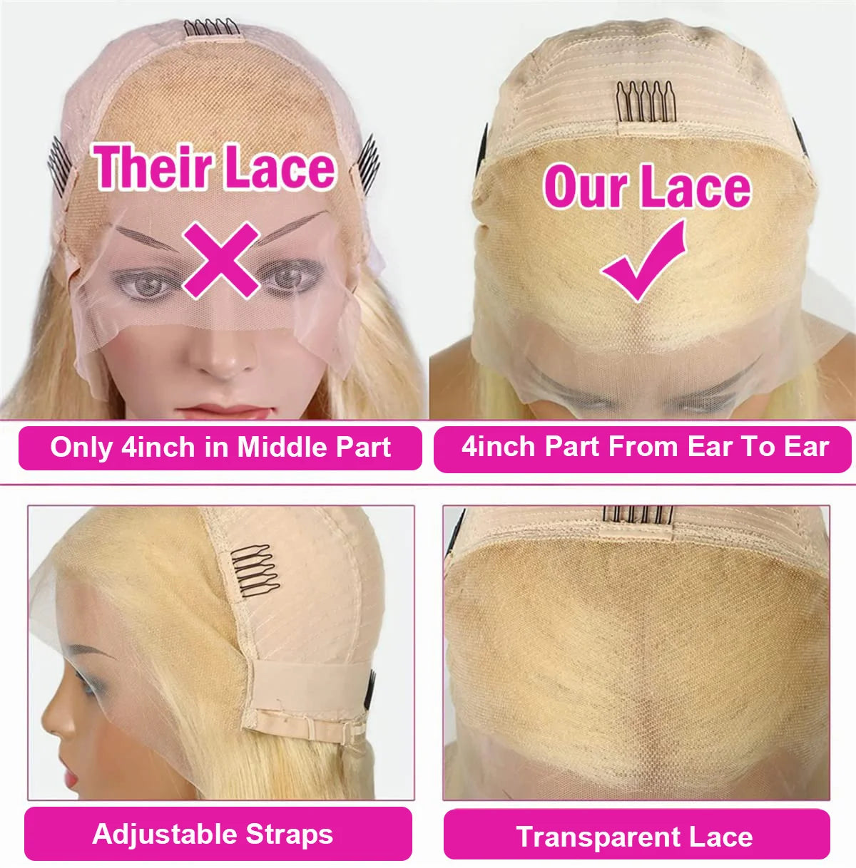 Straight Lace Front Human Hair wig Short Transparent 13x4