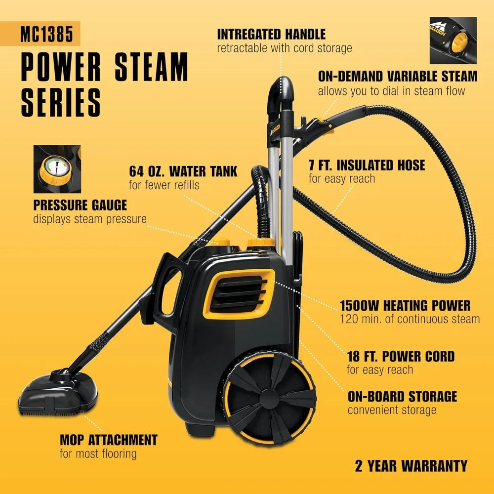 Deluxe Canister Steam Cleaner, 2-Hour Runtime, Chemical-Free, 23 Accessories