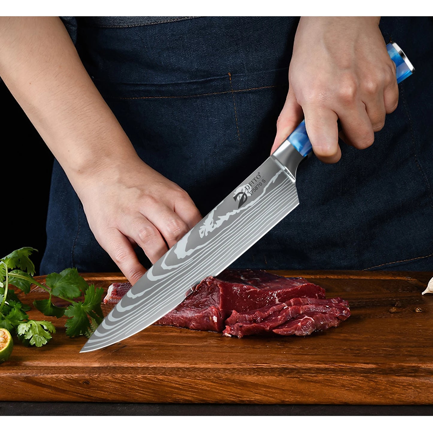 8PCS Chef Knife Kitchen Knives Set Utility Boning Knife