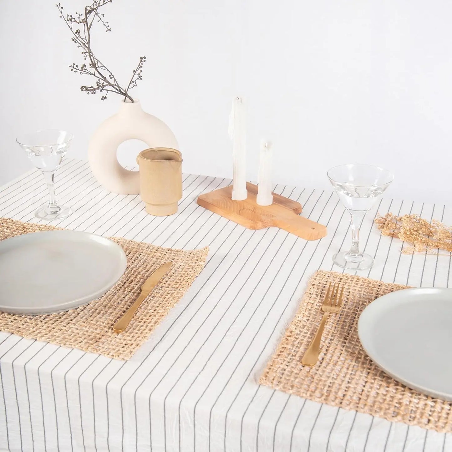 Natural Fabric Tablecloth,100% Pure Linen Solid Color Table